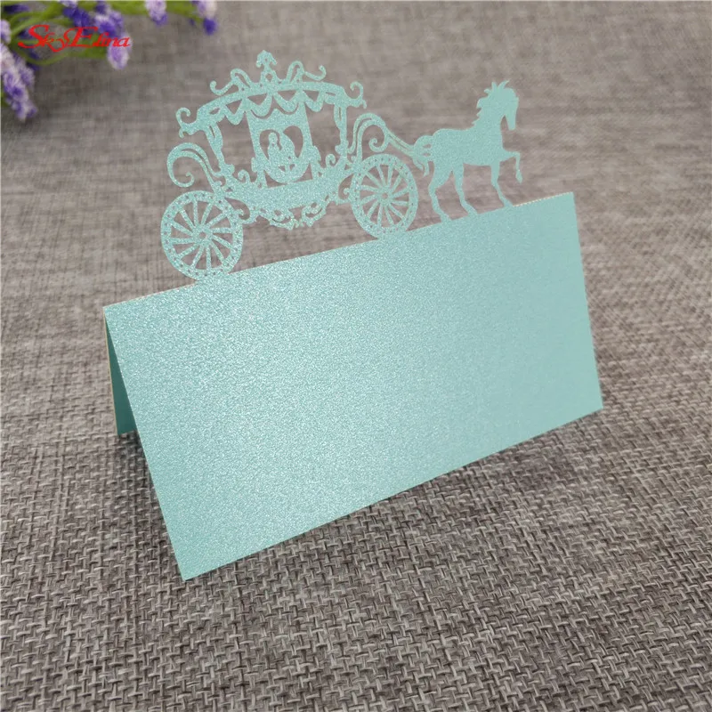 10/50/100 шт. белое сиденье карта свадебная машина лазерная резка Mariage свадебные банкетные карточки для рассадки название Свадебные украшения 9X9 см 7z - Цвет: blue
