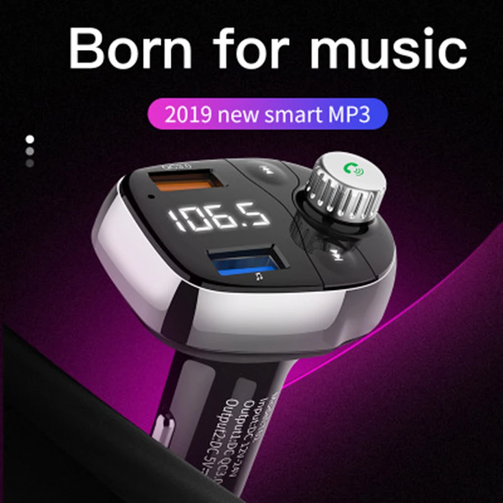 Навигация по Bluetooth fm-передатчик Автомобильный MP3-плеер радио музыка беспроводной hands-free автомобильный комплект QC3.0 Быстрый двойной зарядное устройство usb