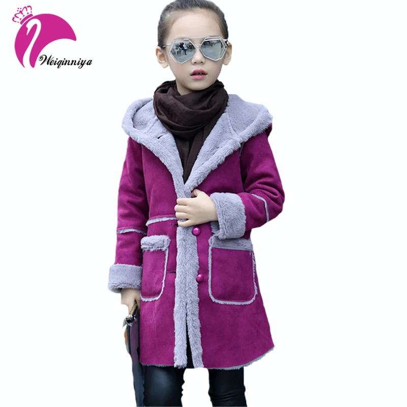 Girls New Winter Coat Kids Long Hooded Jackets Fashion Thicken Warm Outerwear Baby Clothing Children's Outerwear Cotton Clothes