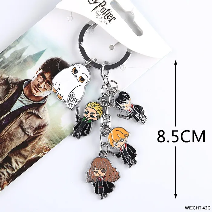 

Anime Harri potter metal phone strap keychain keyring figure pendant toys set key chain keyring cartoon set toy gifts