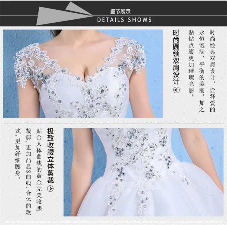 Элегантное роскошное свадебное платье принцессы с v-образным вырезом, элегантное кружевное платье с открытой спиной и кристаллами, Новое поступление, свадебные платья размера плюс