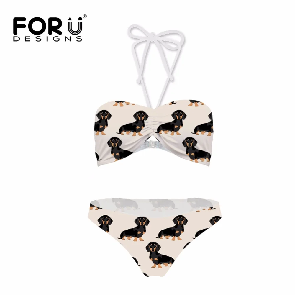 Купальник FORUDESGINS Женский бикини Doxie Dog Dachshund с принтом купальник женский из двух