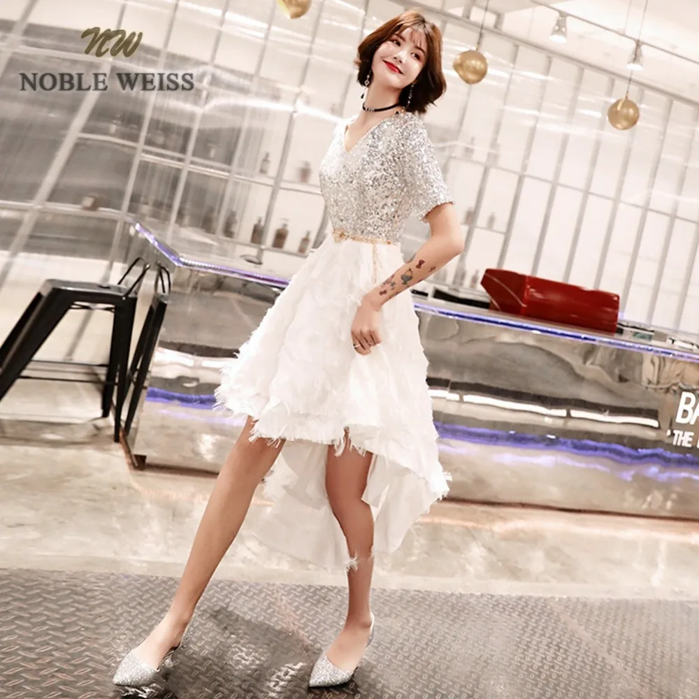 Платье для выпускного вечера короткое v образный вырез молния сзади vestido formatura