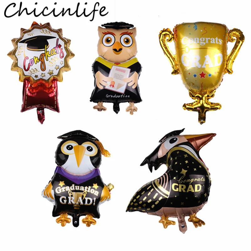 Chicinlife 1 шт. выпускные Совы Congrats град медаль трофей Фольга шар Выпускной церемония