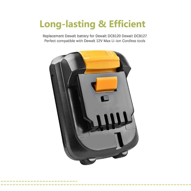 Batcool 2 шт. аккумулятор 2000 мАч для DEWALT DCB120 DCB127 DCB121 12V DCB100 DCB101 DCB119 литий ионный