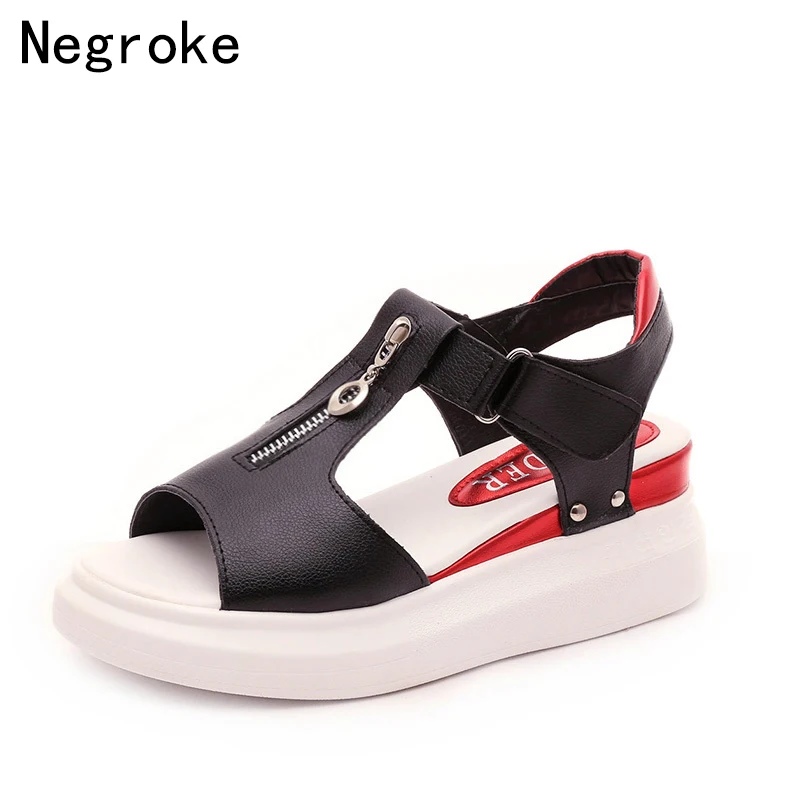 

2019 Summer Women Platform Sandals Comfort Shopping Ladies Wedge Casual Walking Shoes Woman Black White Silver Sandalias Mujer