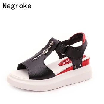 

2019 Summer Women Platform Sandals Comfort Shopping Ladies Wedge Casual Walking Shoes Woman Black White Silver Sandalias Mujer
