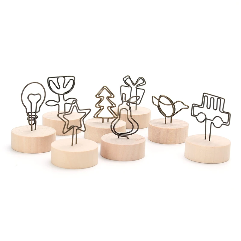 

1PCS Cute Creative Round Wooden Iron Photo Clip Memo Name Card Pendant Furnishing Articles Picture Frame 8 Styles!!!