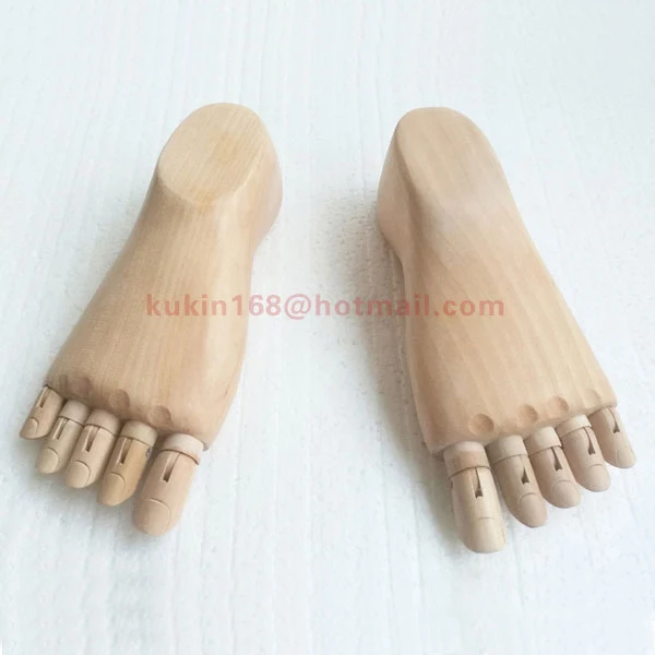 

Socks and shoes display foot mannequin, Wooden foot model with toes