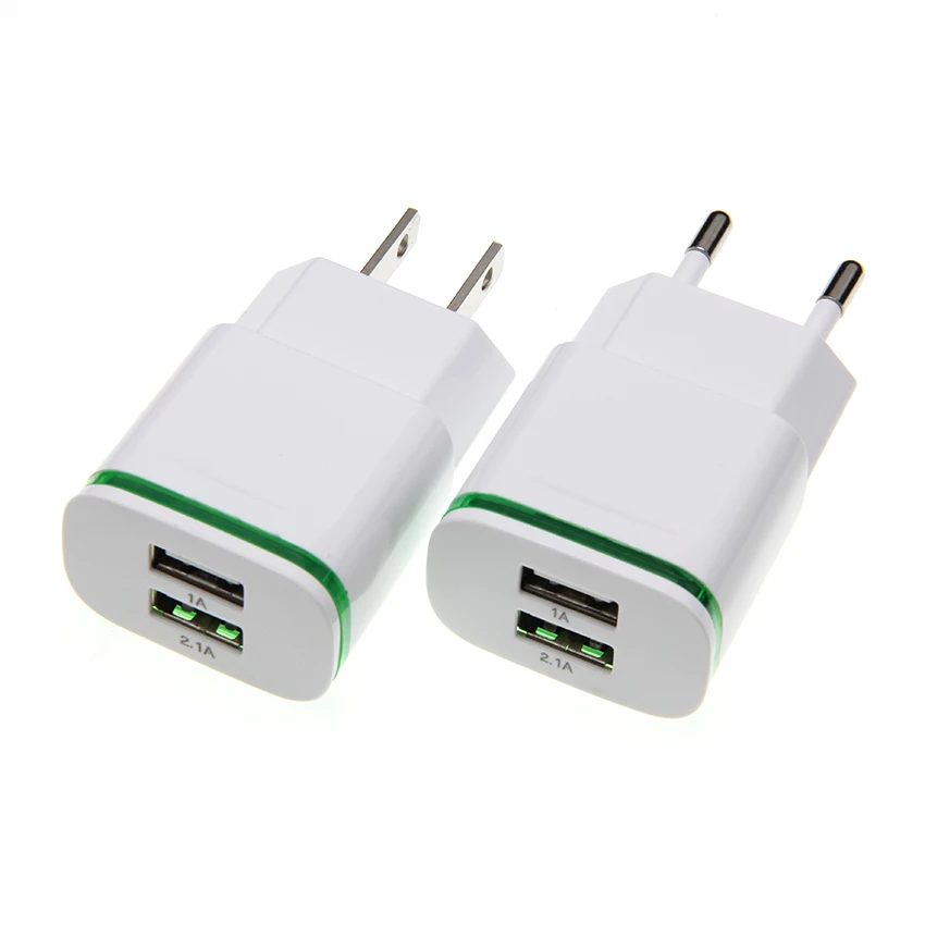 

LED 2 Ports USB 2A Wall Adapter Device Micro Data Charging For iPhone 4 5 6 iPad Samsung 100pcs