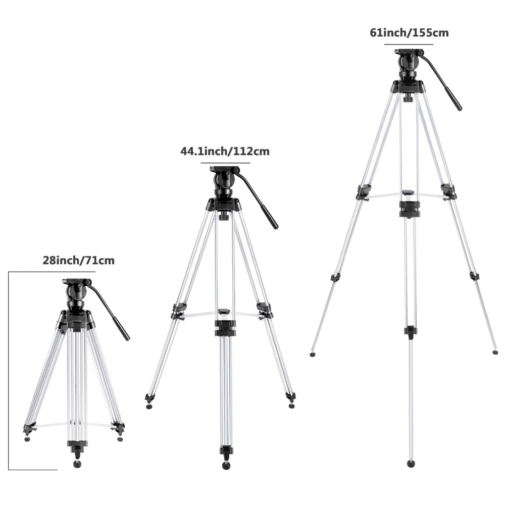 Neewer Pro Видео камера штатив 61 дюйм(ов) алюминий сплав с 360 градусов жидкости Перетащите голову Быстрый колодка для обуви пузырьковый уровень
