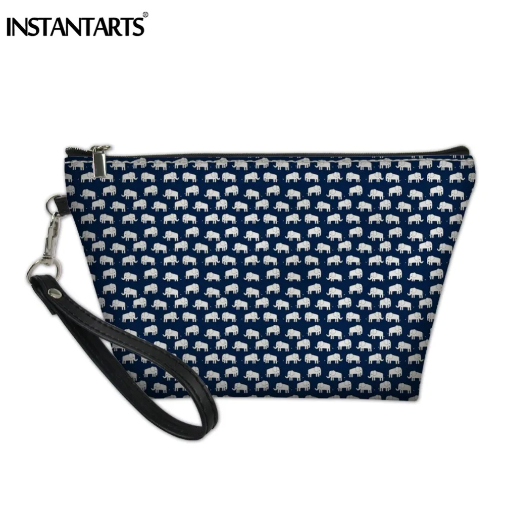 INSTANTARTS Cartoon Elephant Puzzle Printing Cosmetic Bags Pu Portable