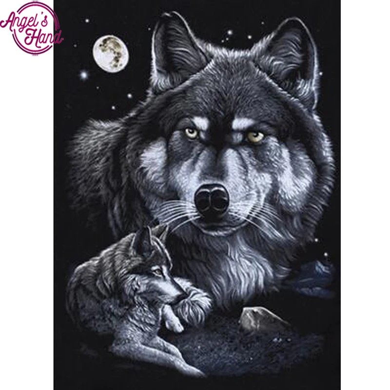 DIY 5D Diamond Mosaic Gray picture wolf Handmade Diamond Painting Cross Stitch Kits Diamond Embroidery Pattern Rhinestone