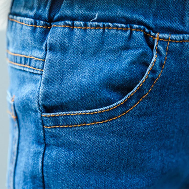 DFXD/Новинка; Детские эластичные джинсы; коллекция года; сезон весна-осень; детские джинсы в Корейском стиле; детские длинные расклешенные брюки с кисточками; джинсовые брюки высокого качества