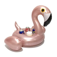 Розовый Золотой Фламинго поплавок надувной фламинго держатель для напитков 4 чашки надувной бар бассейн вечерние пивной поплавок для воды игрушки
