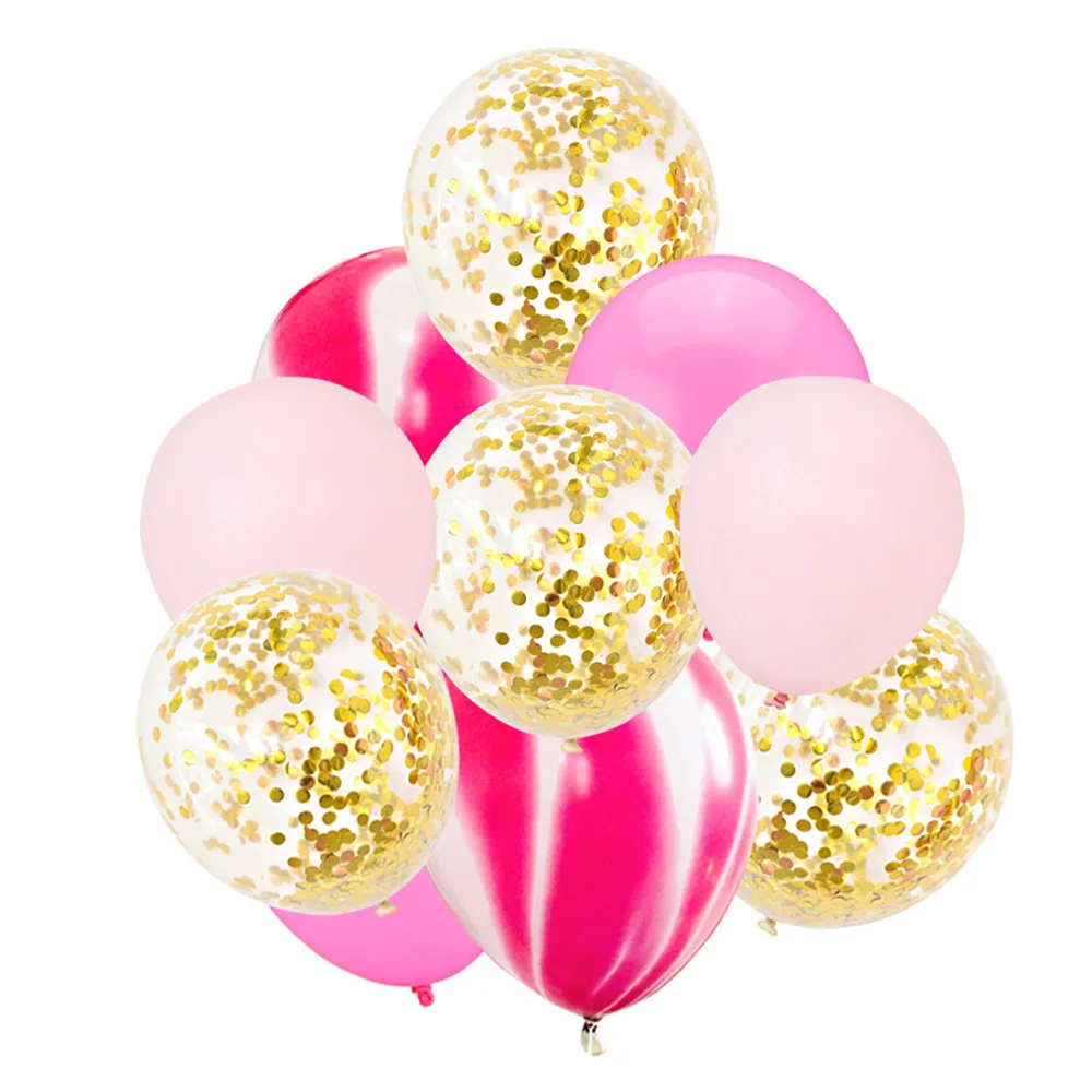 

10Pc Set Ball Of Pink Gold Marble Air Balloons Rainbow Confetti Ballons Baby Shower Wedding Birthday Party Decoration Potobooth