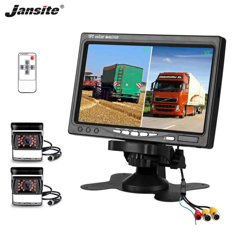 

Jansite 7"Car Monitor 2-channel video input Aviation head camera Reverse Assistance Camera Paking System 18IR LED camera monitor
