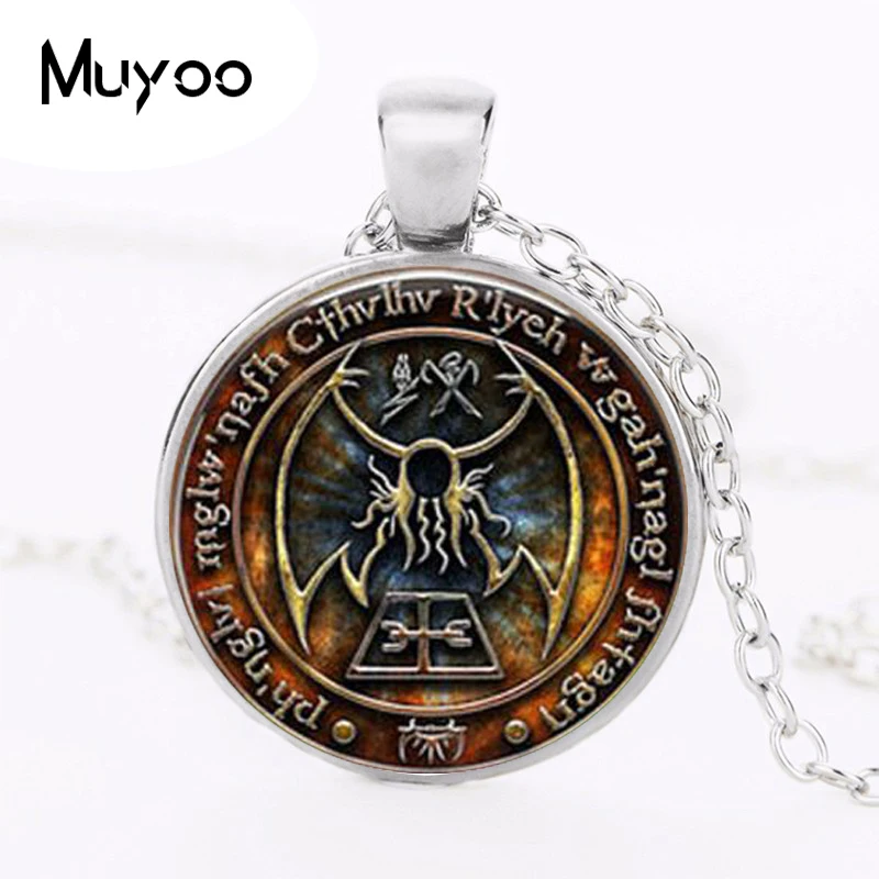 1 шт. Cthulhu R'lyeh Sigil H.P. Ожерелье из стекла с кабошоном Lovecraft HZ1|glass cabochon necklace|cabochon