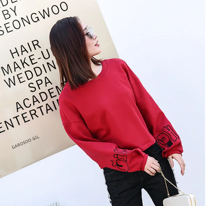 2018 Autumn Fashion New pure color Loose Women Pullovers Round neck lantern Sleeve Comfortable Female Hoodies& Sweatshirts ll718 2018 Autumn Fashion New pure color Loose Women Pullovers Round neck lantern Sleeve Comfortable Female Hoodies& Sweatshirts ll718