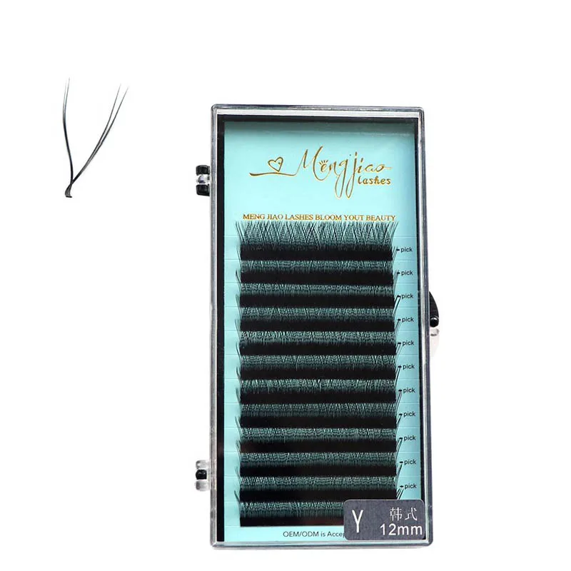 

M&J Y Shape Volume eyelash extension Y Rusiian lashes with doing private label Hand-woven Faux Mink Eyelashes