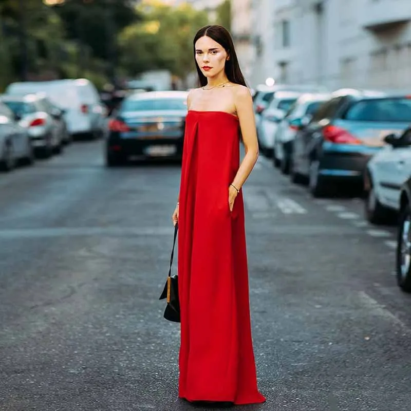 Red Super Loose Jumpsuit Women Boat Neck Sleeveless Summer Long Jumpsuit 2018 Street Wear Fashionable Wide Leg Jumpsuit Red Super Loose Jumpsuit Women Boat Neck Sleeveless Summer Long Jumpsuit 2018 Street Wear Fashionable Wide Leg Jumpsuit
