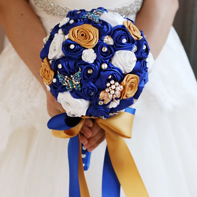 Midnight Blue Brooch Bouquet Silk Rose Bride Bridal Wedding Midnight Blue Brooch Bouquet Silk Rose Bride Bridal Wedding Bridesmaid Multicolor Various Colors Cloth Roses Bouquets 7