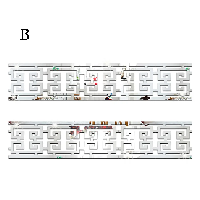 Горячая угловая линия талии обои для плинтуса 3D Потолочный декор талии линии наклейки акриловые зеркальные украшения - Цвет: B Silver