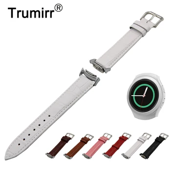 

Genuine Leather Watch Band with Adapters for Samsung Gear S2 SM-R720 / R730 Croco Grain Strap Wrist Bracelet Black Brown White