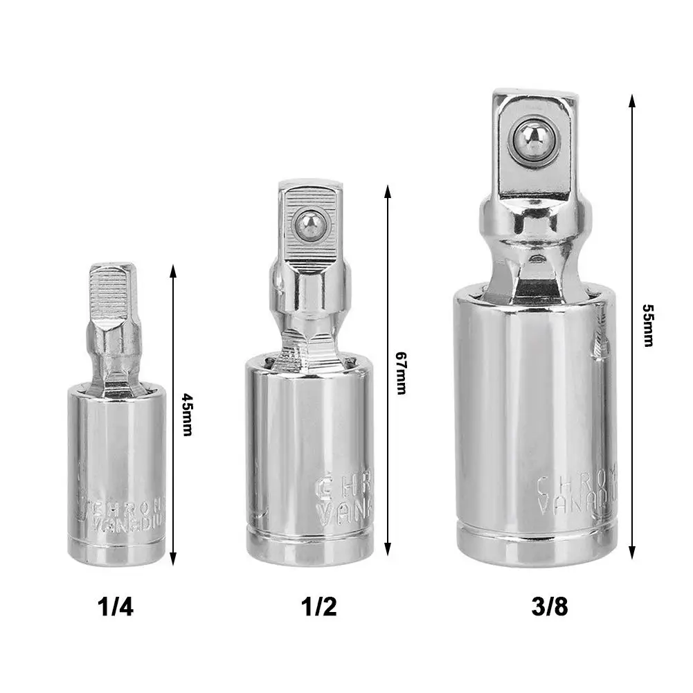 3 шт. 1/" 3/8" 1/" Серебряный Универсальный сокет адаптера гаечный ключ шатун Универсальный рулевой шарнир автомобильные металлические изделия для обслуживания инструмент