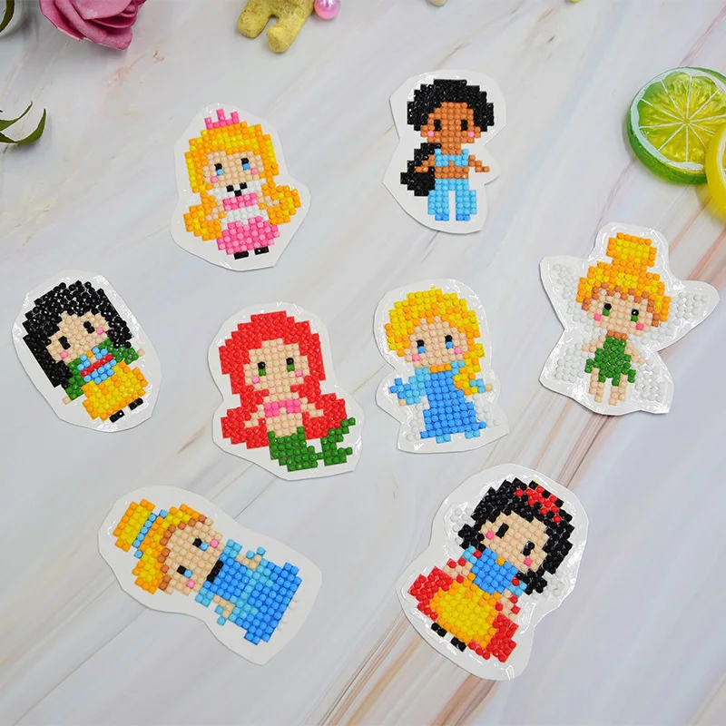 جديد الأطفال DIY ملصقات الهاتف المحمول 5D Diy ألماس فسيفساء ملصقات الشحن الكرتون أنيمي الأميرة جولة الماس اللوحة هدية