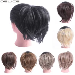 DELICE Girls Elastic Rubber Band Donut Chignon Natural Black Synthetic Straight Hair Scrunchie Wrap On Hair Rings DELICE Girls Elastic Rubber Band Donut Chignon Natural Black Synthetic Straight Hair Scrunchie Wrap On Hair Rings
