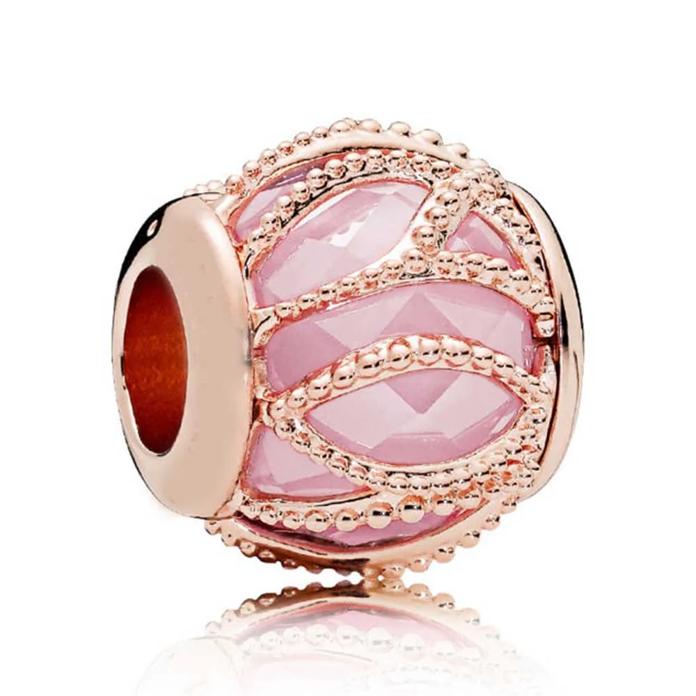 

100% Real 925 Sterling Silver Charms Rose Gold Pink Intertwining Radiance Charms Fit Original Bracelet Diy Jewelry
