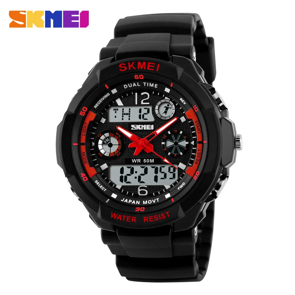 Мужские кварцевые цифровые часы мужские спортивные часы SKMEI S Shock Relojes светодиодный военный водонепроницаемый наручные часы - Цвет: Красный