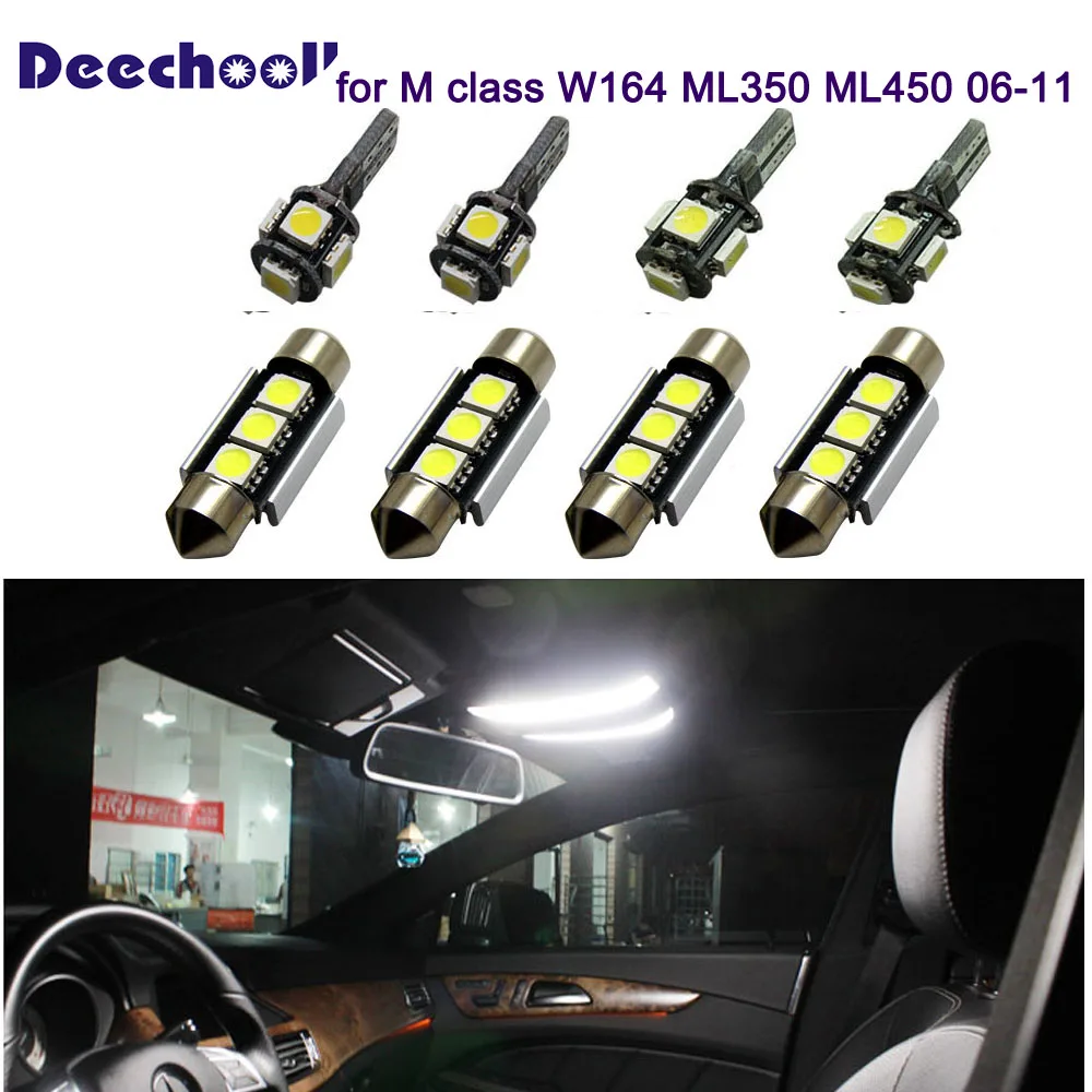 

deechooll 14pcs Car LED Light Bulb for Mercedes-Benz ML280 ML300 ML350 ML450, Interior Lights for Mercedes W164 06-11 Dome Light
