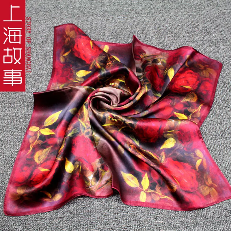 Шелковый шарф из чистого шелка, маленькое полотенце, модный шарф для женщин на весну и осень, маленький шелковый шарф кашне - Цвет: 027