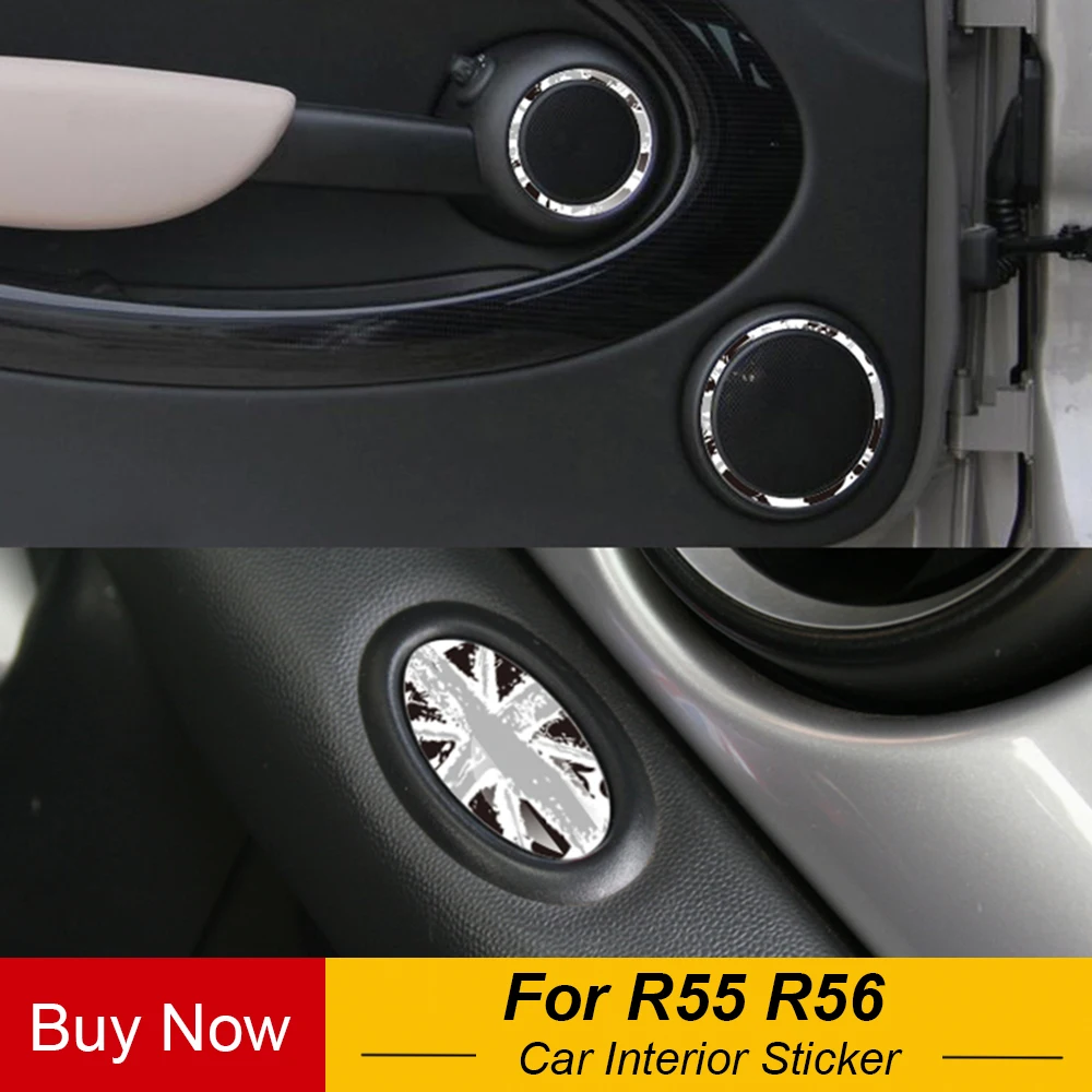 

2pcs Car Interior Door Panel Audio Loudspeaker Ring Trim Sticker Decal for MINI COOPER JCW R55 Clubman R56 Hatchback Accessories