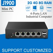 Мини-ПК Celeron J1900 4 ядра 4 LAN маршрутизатор брандмауэра безвентиляторный мини-компьютер deaktop Win 10 Linux Computador HD Графика 4-RJ45