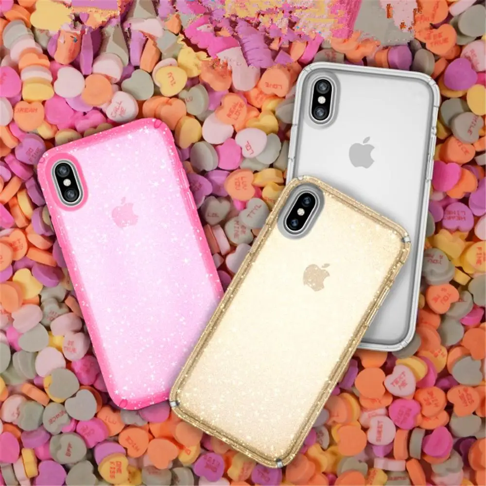 

Presidio Clear + Glitter Case For Apple iPhone 8 7 6 6s Plus Dual-Layer Design Case For iPhone XS MAX XR New