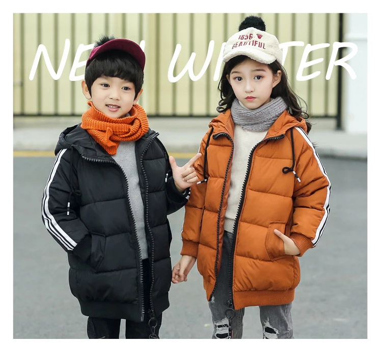 Детская зимняя куртка для мальчиков теплая детская куртка-парка с капюшоном для детей от 4 до 14 лет длинная куртка с хлопковой подкладкой для девочек верхняя одежда для мальчиков и девочек