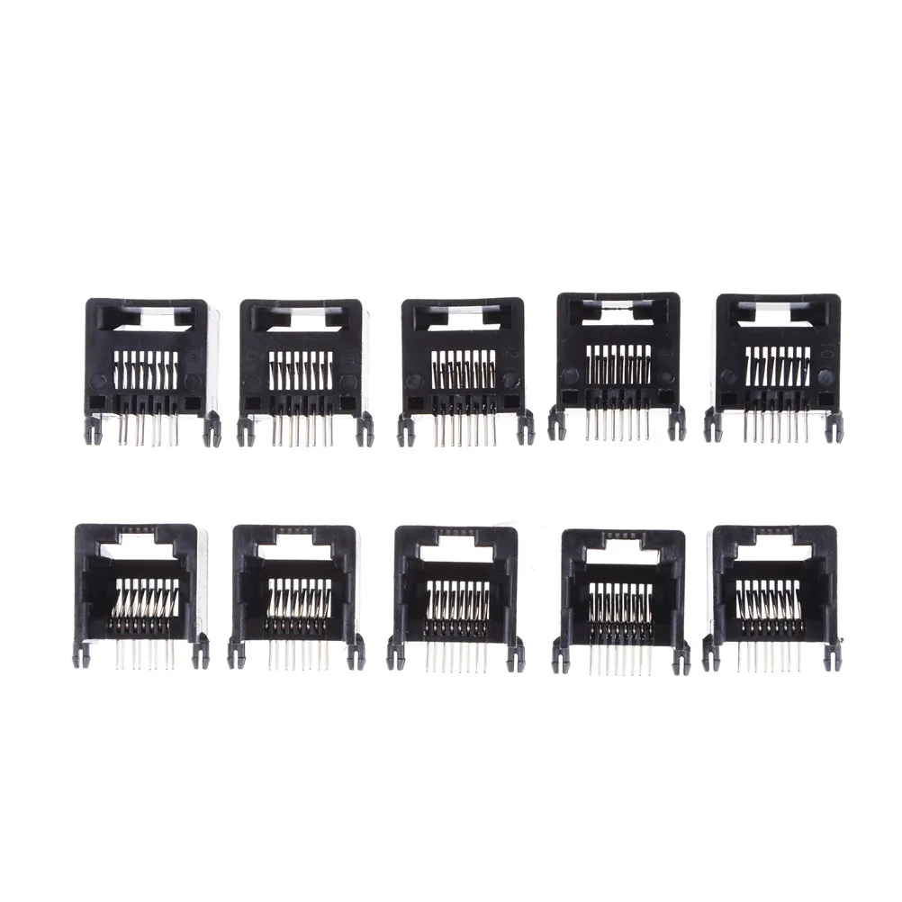 

High Quality 10pcs RJ45 8P8C Computer Internet Network PCB Jack Socket Black