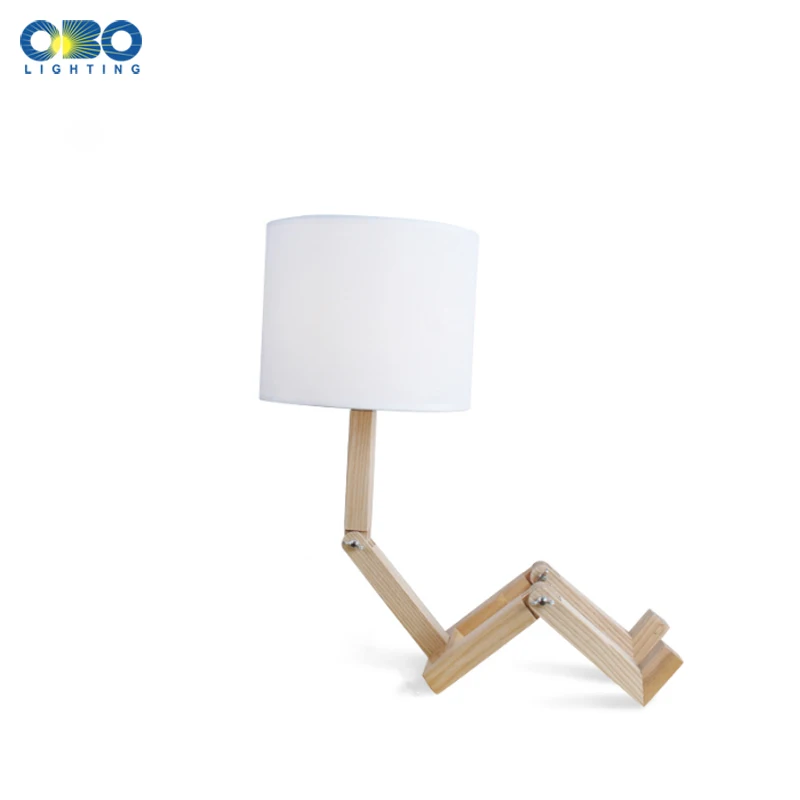 

Wood Robot Shape Modern Decoration Table Lamp Study Desk Light Bedroom/Bedside Lighting E27 110-240V Free Shipping