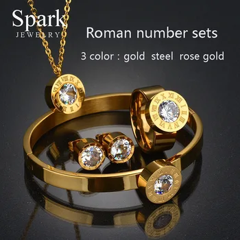 

Top Quality 316l Stainless Steel Number 7 Colors CZ Stone Wedding Jewelry Set For Valentine's Day Gifts
