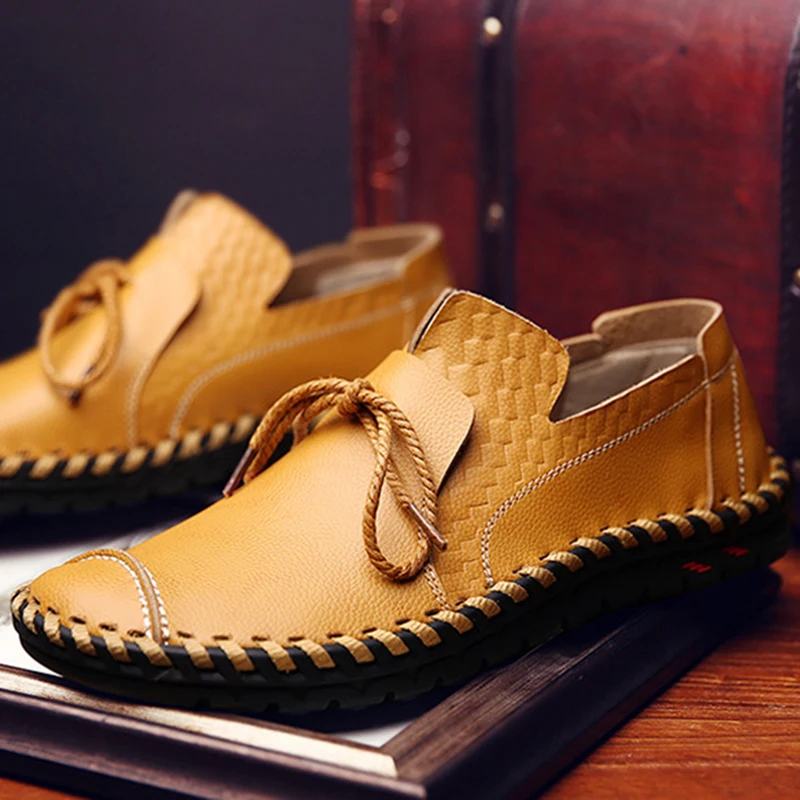 

2019 Spring Genuine Leather Business Men Shoes Elegant Hand Sewing Comfortable Office Men Flat Mens Casual Shoes Lace Up EU38-50