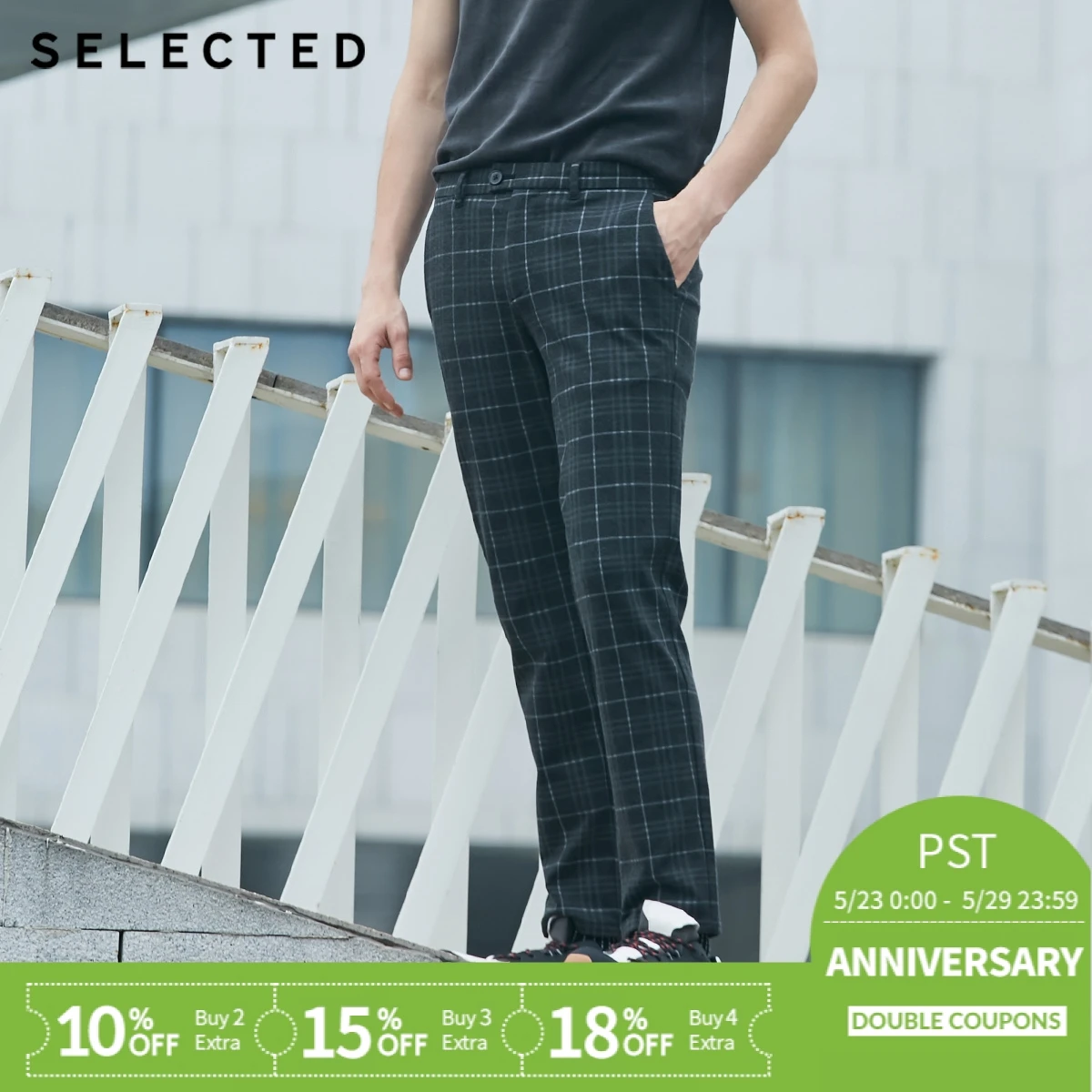 

SELECTED Men's Autumn Stretch Plaid Slim Fit Pants S|418314565