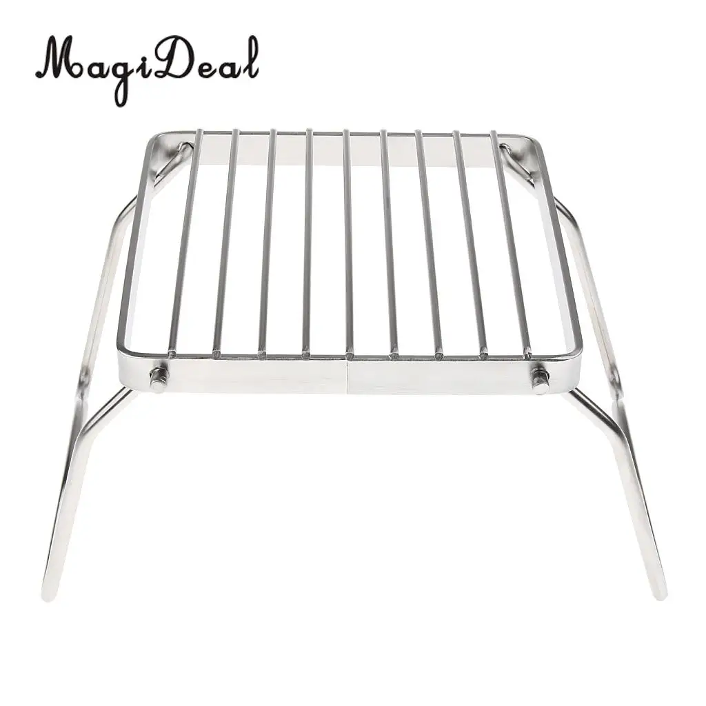 MagiDeal Outdoor Stainless Steel Foldable Stove Stand Rack Camping Pot Bracket Holder for Camping Hiking Travell Car Accessories