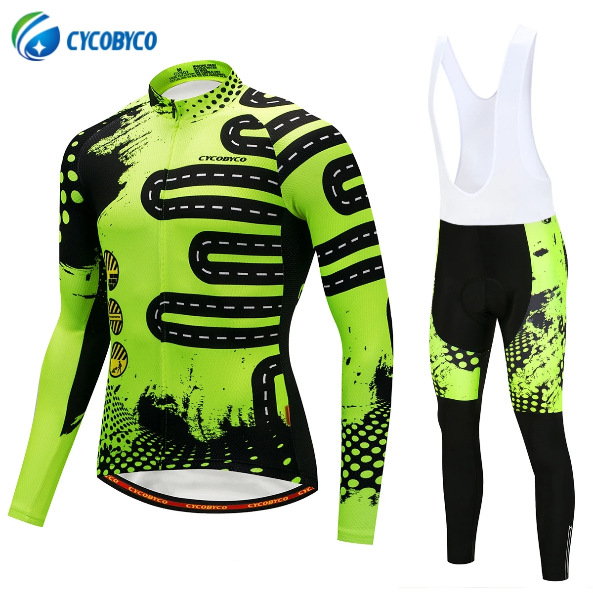 

Cycobyco Fluorescence Cycling Clothing Set Autumn Breathable Bicycle Wear Long Sleeve MTB Bike Jersey Ropa Maillot Ciclismo