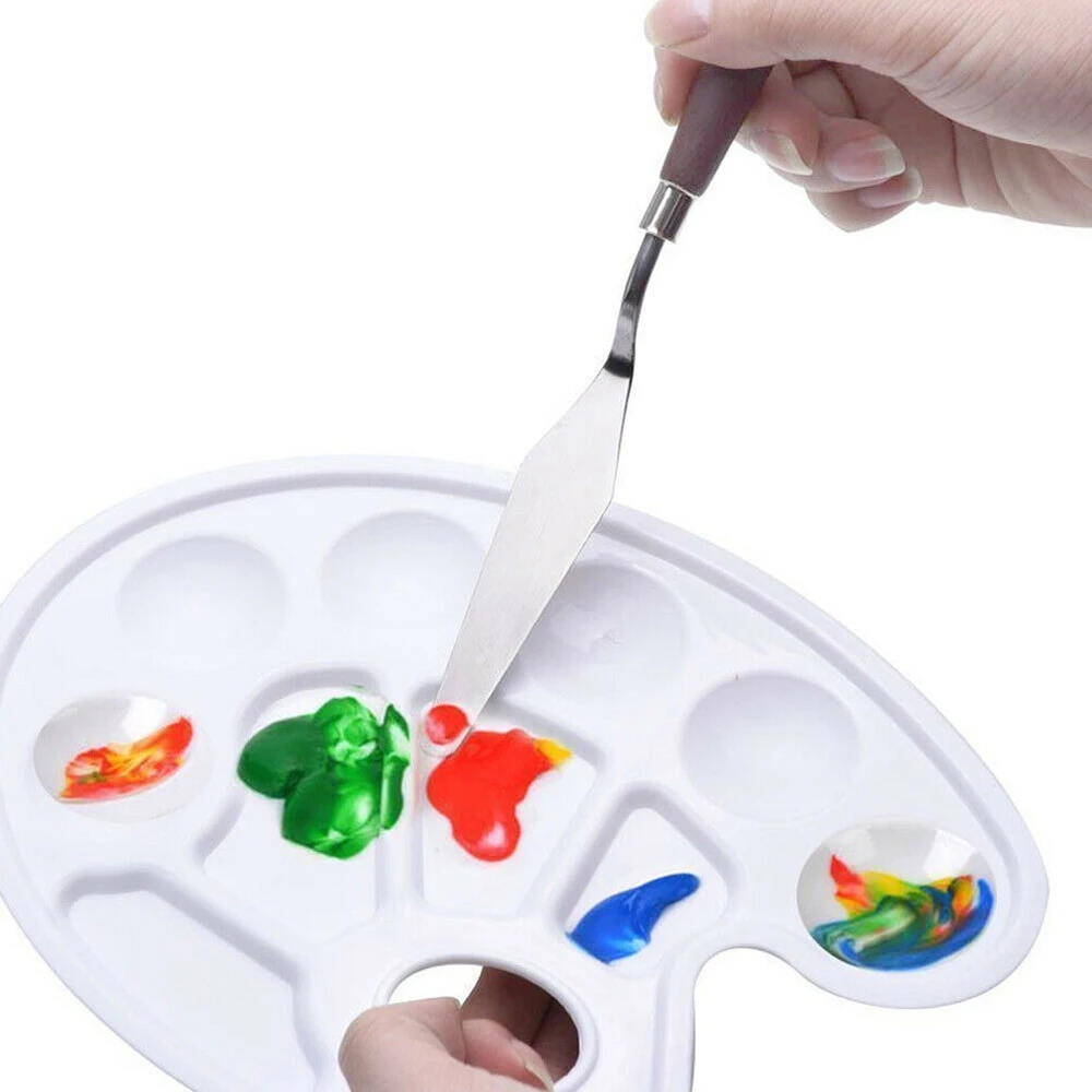  5pcs Practical Stainless Steel Spatula Palette Knife Painting Mixing Artist Scraper Set Painting Co