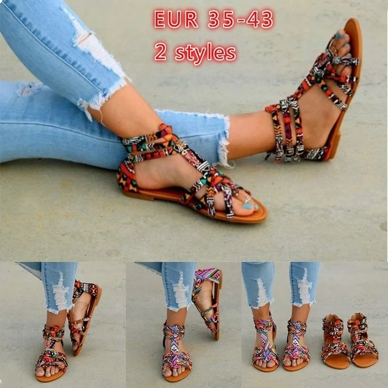 

Buzzyfuzzy Women Sxey Flars Sandals Bohemian Casual Summer Shoes Beach Shoes Ladies Roman Sandals