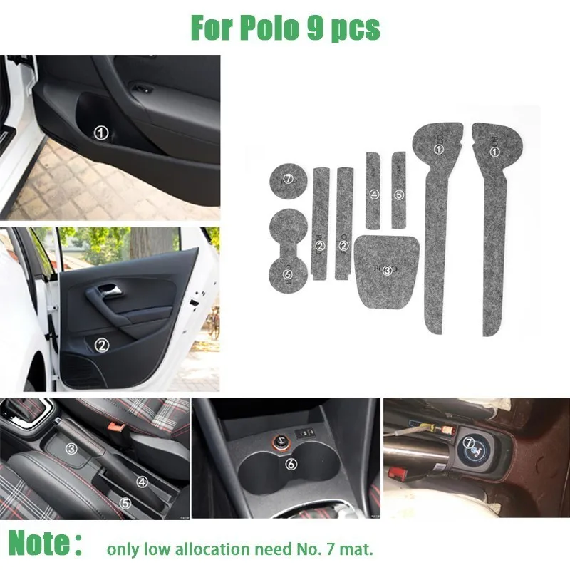 

Felted Wool Anti-Slip Gate Slot Mat Pad For Golf MK6 MK7 Sportsvan Lamando CC Polo Bora Beetle Door Groove Mat Car Styling