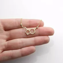 Персонализированное ожерелье молекула серотонина, научное ювелирное изделие, чокеры, ожерелье s для женщин и мужчин, подвеска для золотой цепочки, колье Femme BFF